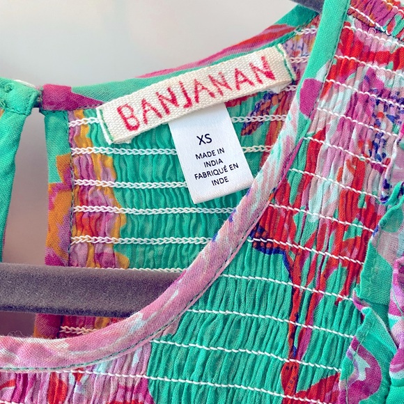 Banjanan Isha Flowy Midi Dress in Flamingo Rhododendron Green. Size XS - Picture 10 of 10